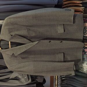 Size 50R grey check blazer no vent. GUK